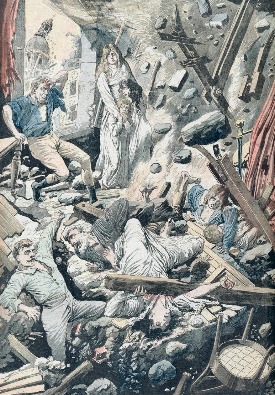 Egy San Francisco-i szörnyű földrengés szörnyű következményei, illusztráció a "Le Petit Journal"-ból, 1906. április 29. alkotó: French School