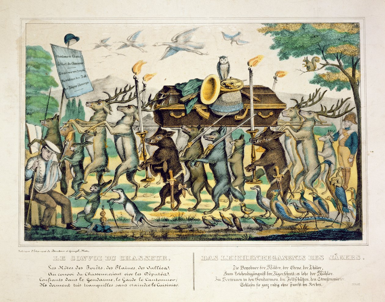 The Hunters Procession, 1850 körül (kézzel színezett litho) alkotó: French School