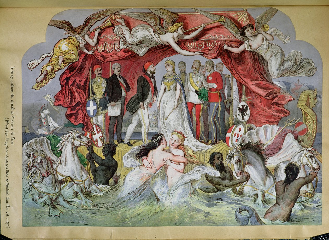 A Szuezi-csatorna felavatása, a Földközi-tenger és a Vörös-tenger egyesülésének allegóriája, 1870 alkotó: French School