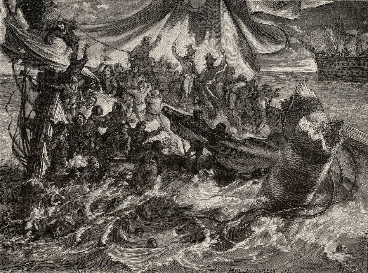 A „Le Vengeur” esete, 1794. június 1., Louis Blanc (1811-82) „Histoire de la Revolution Francaise” című művéből alkotó: French School