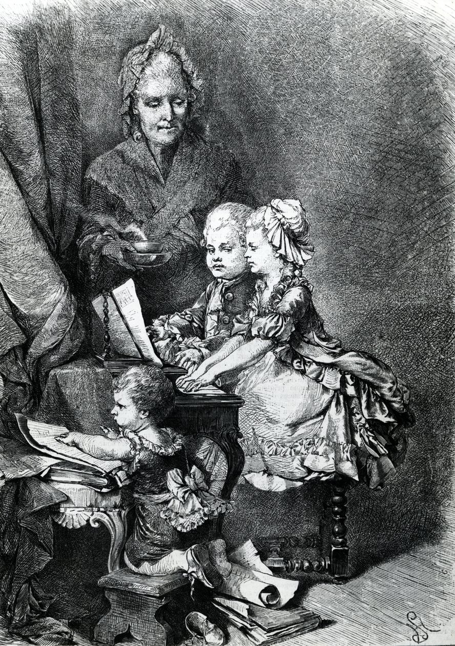 A csecsemő Mozart zongorázik alkotó: French School