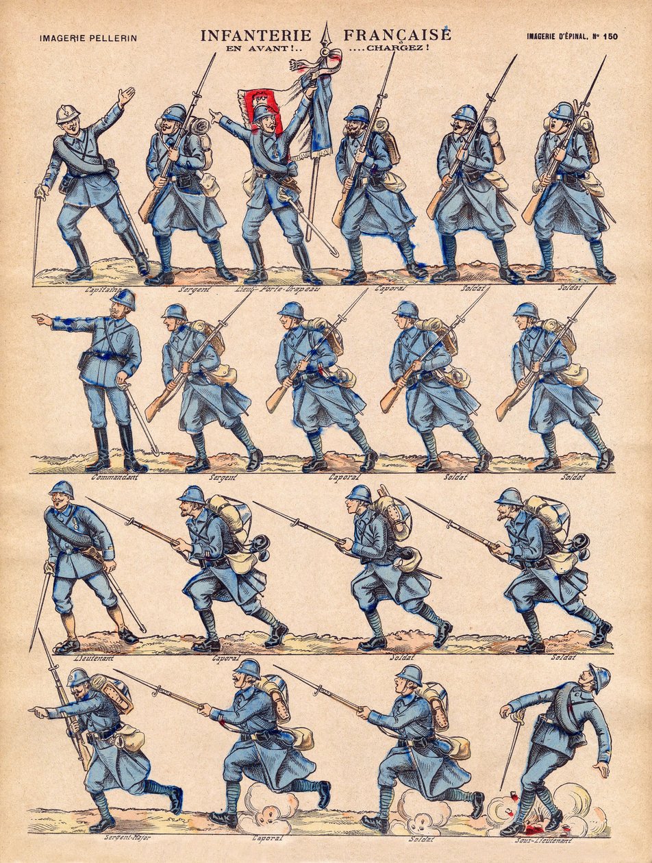 A francia Armee gyalogsága rakodó. Az Epinal képalkotása, a XX. század eleje. alkotó: French School