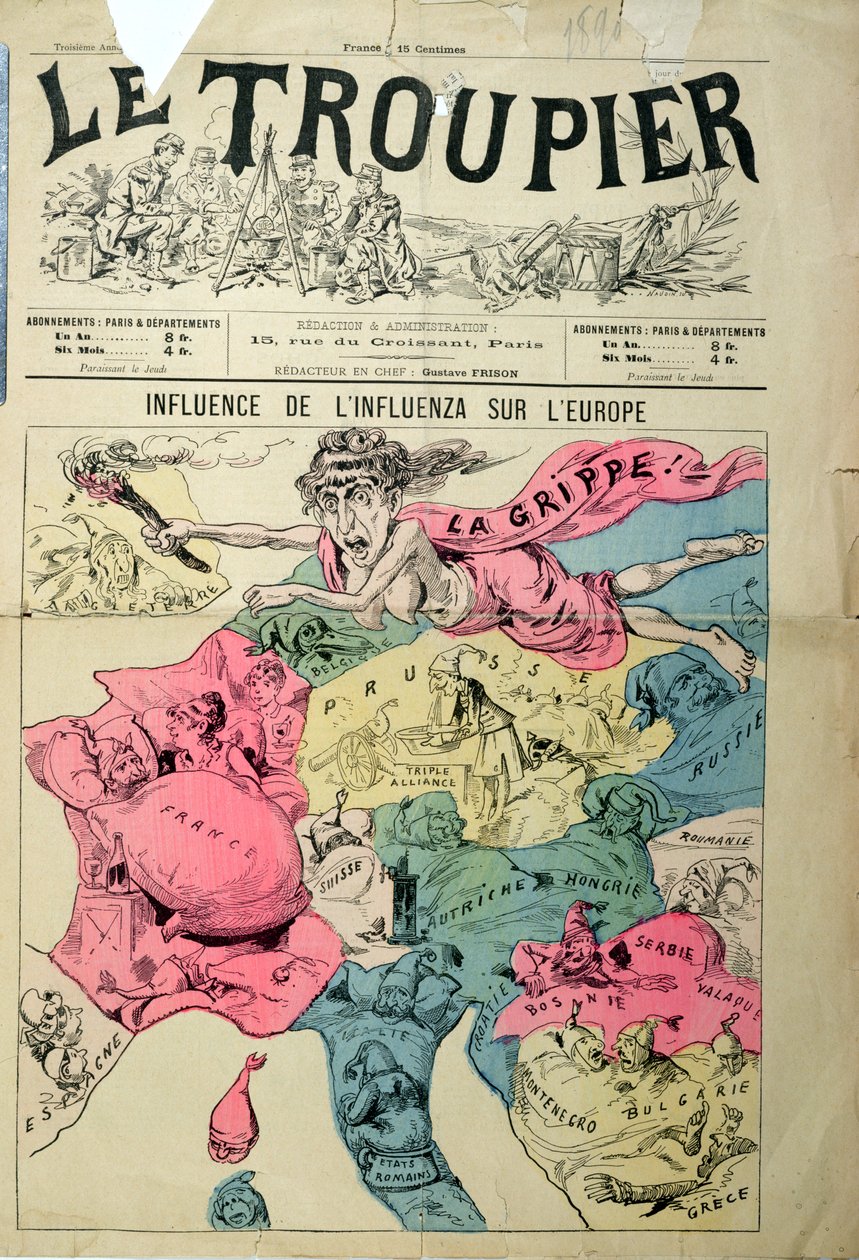 Az influenza hatása Európára, Le Troupier-ból, 1890 alkotó: French School