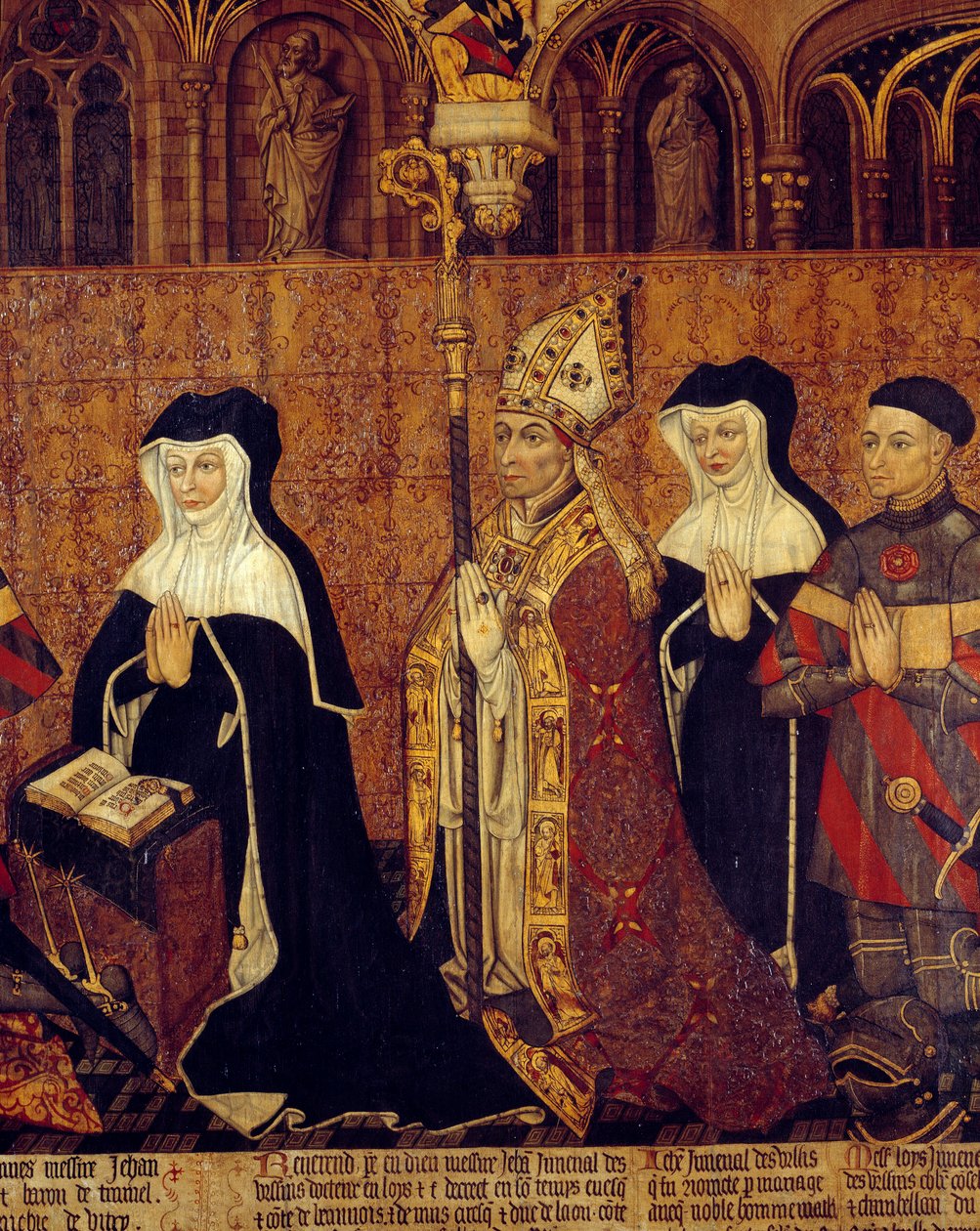Az Ursinok Jouvenel családja Az Archeveque részlete (bal oldalon Jean Juvenal felesége). Festmény a francia iskola fára. 1443-1449. V 1,3x3,5 m Párizs, Középkori Nemzeti Múzeum, Thermes de Cluny alkotó: French School