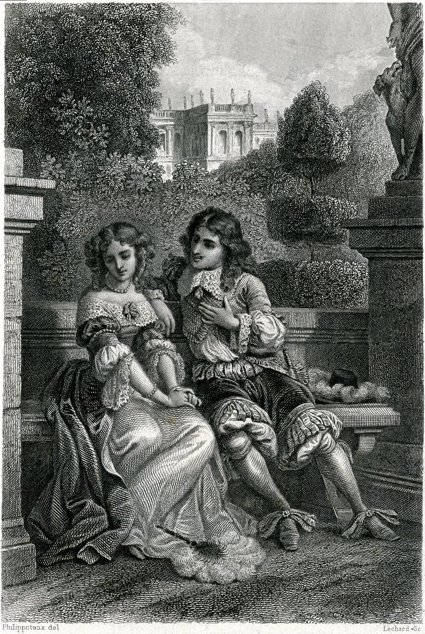 XIV. Lajos francia király a Mademoiselle de la Vallière gáláns társaságában alkotó: French School