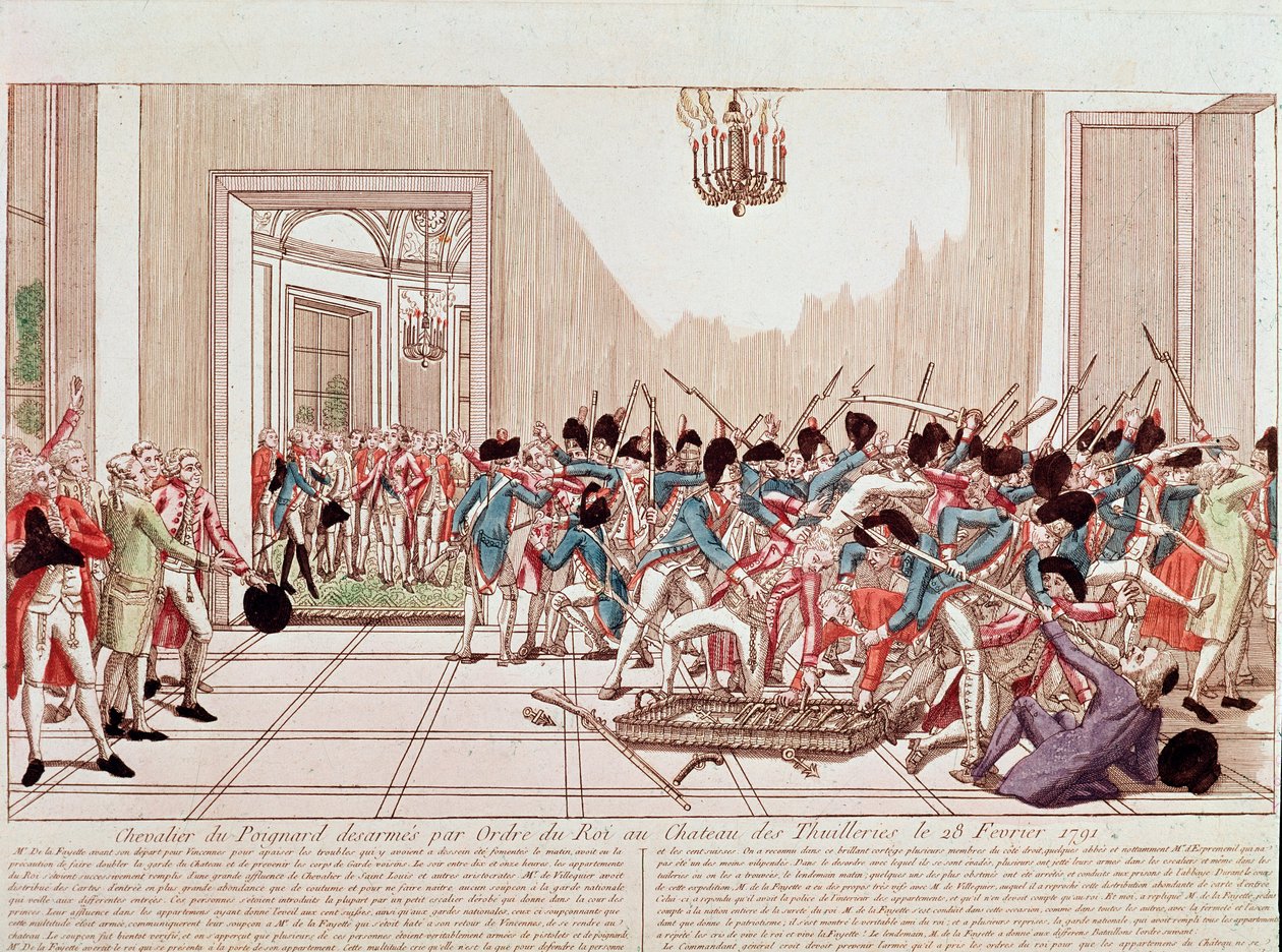Aggard lovagjai a király parancsára leszerelték a Tuileries-palotában, februárban alkotó: French School