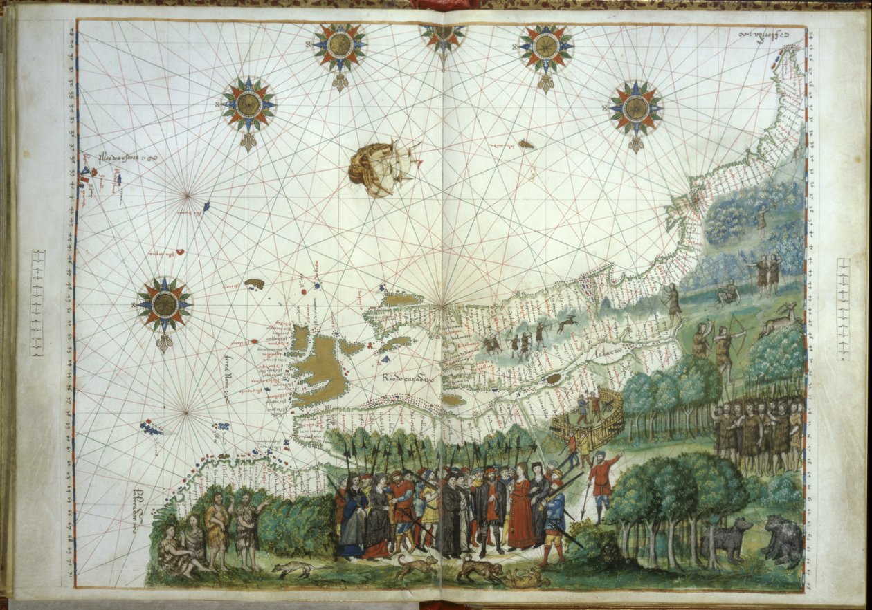 Jacques Cartier és a telepesek partraszállása Kanadában, 1547 alkotó: French School