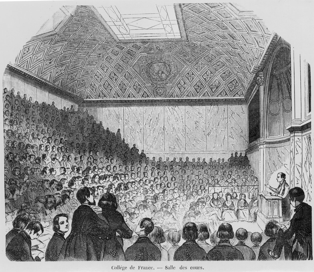 A College de France Lecture Theatre, Tableaux de Parisból, E. Texier, 1852 alkotó: French School