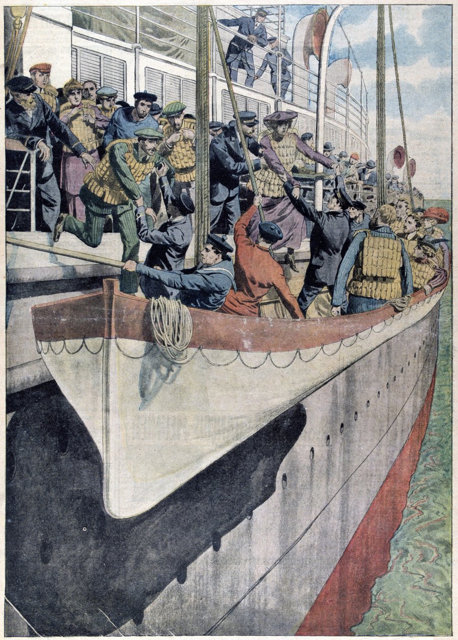 Az SS Titanic leckéje: Mentőcsónak-fúró utasszállító hajón alkotó: French School