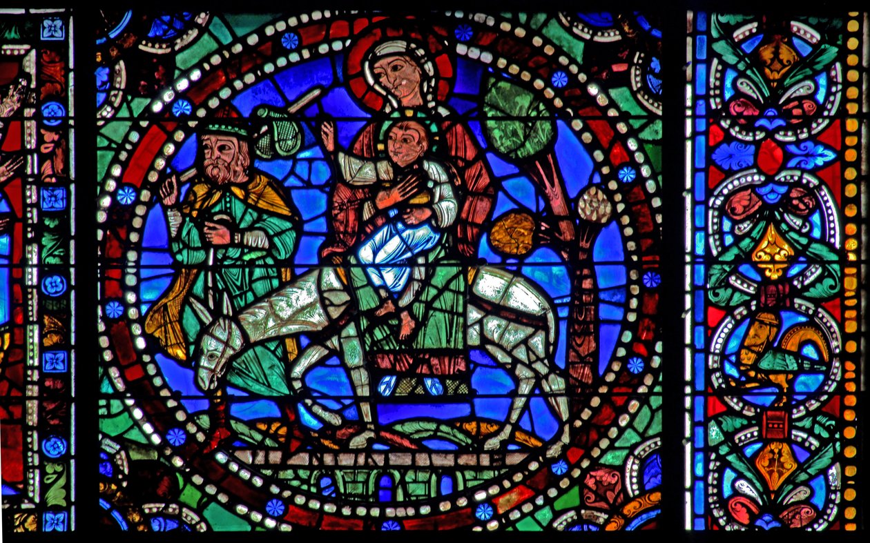 Krisztus élete ablak: Repülés Egyiptomba – visszatérés (w50) alkotó: French School