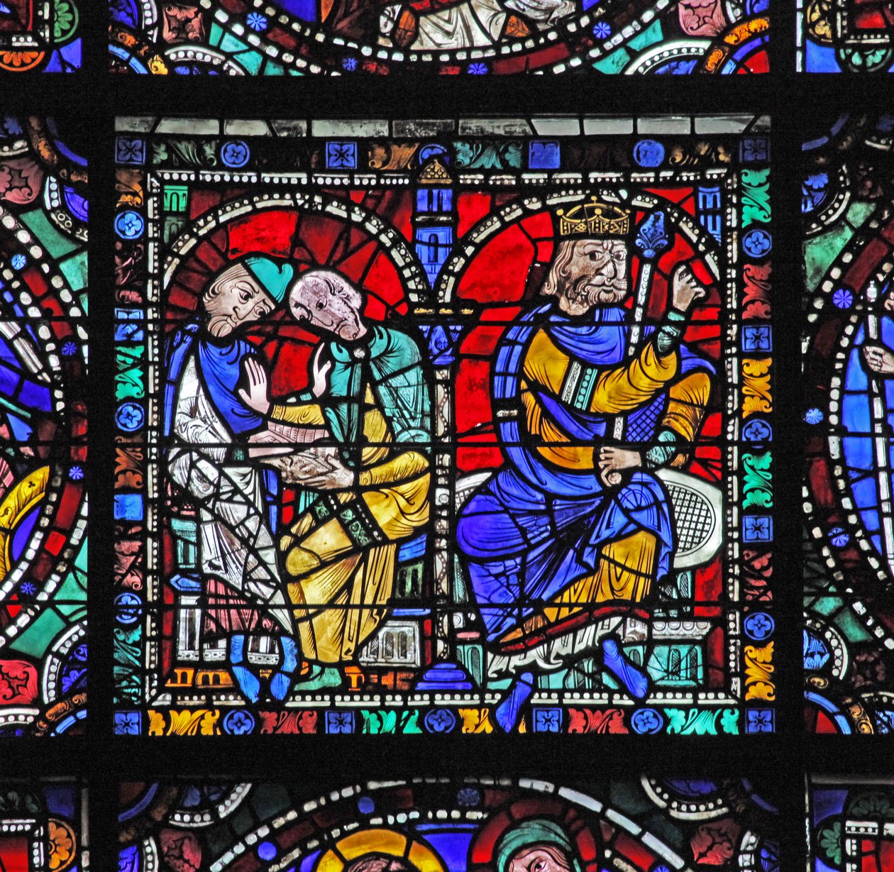 Krisztus élete ablak: Heródes a jósaival konzultál (w50) alkotó: French School