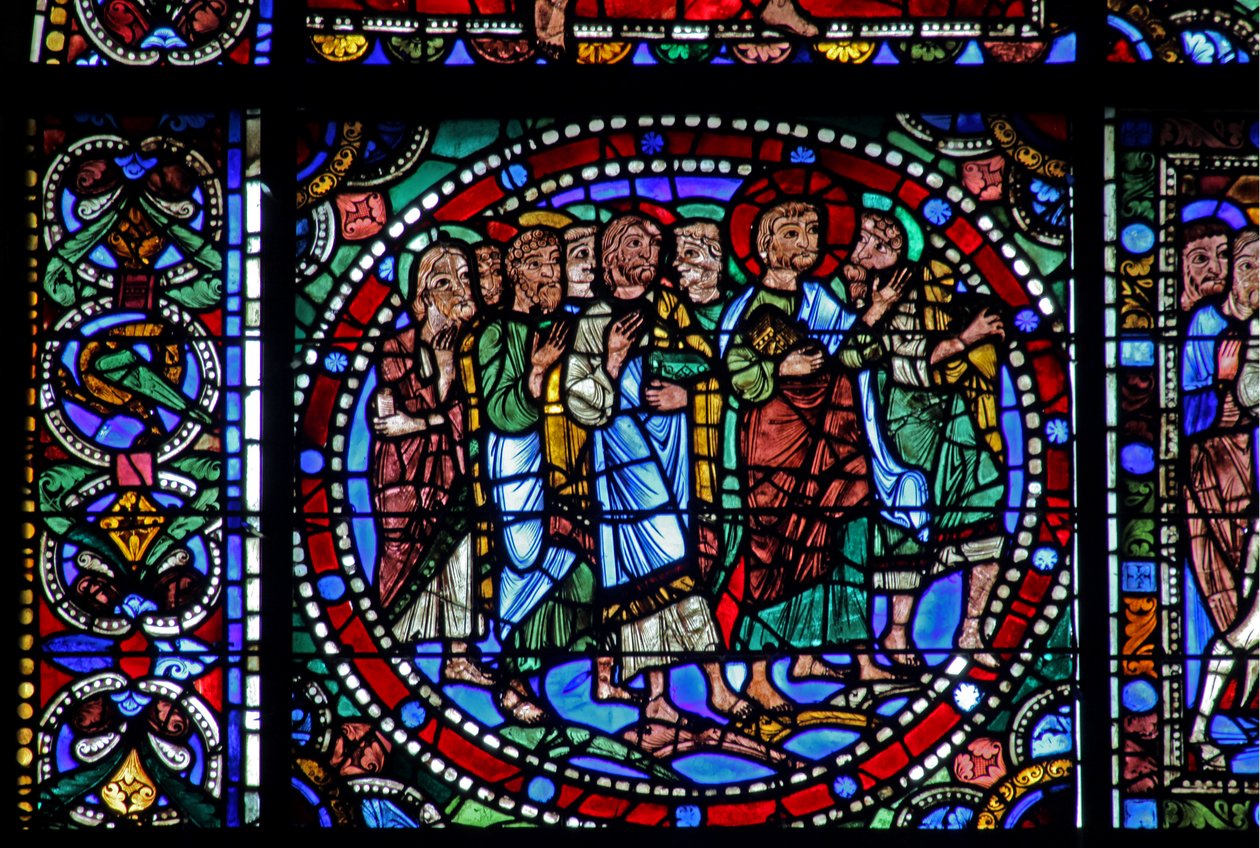 Krisztus élete ablak: Belépés Jeruzsálembe (w50) alkotó: French School