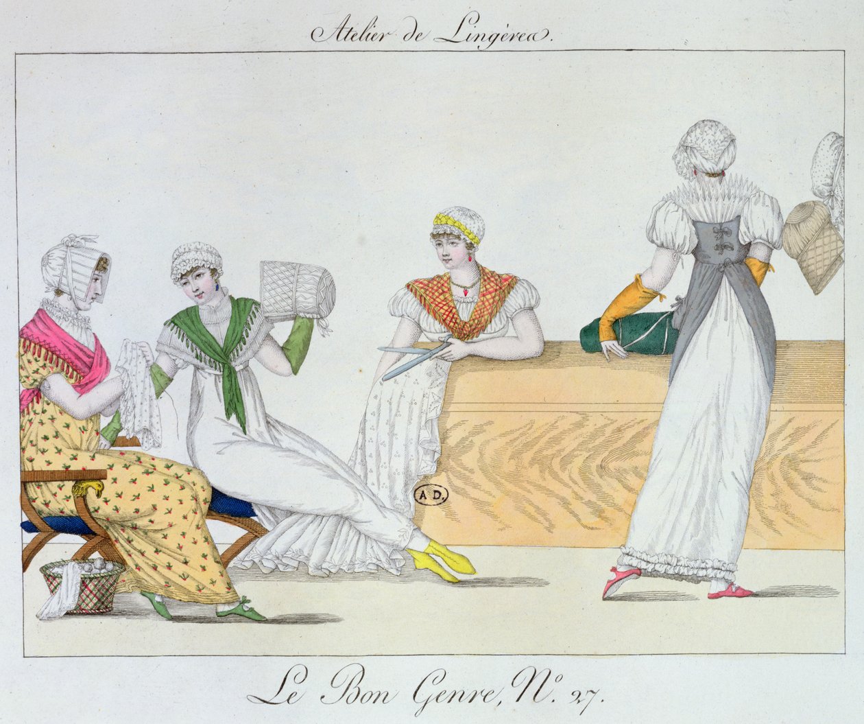 A fehérneműműhely, 27. lemez a Le Bon Genre-ből, 1827 alkotó: French School