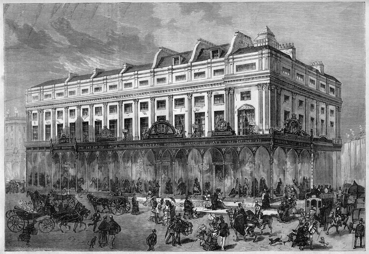 A London General Mourning Warehouse, a William Jay and Co. House „gyászboltja”, amely a londoni Regent Streeten található. alkotó: French School