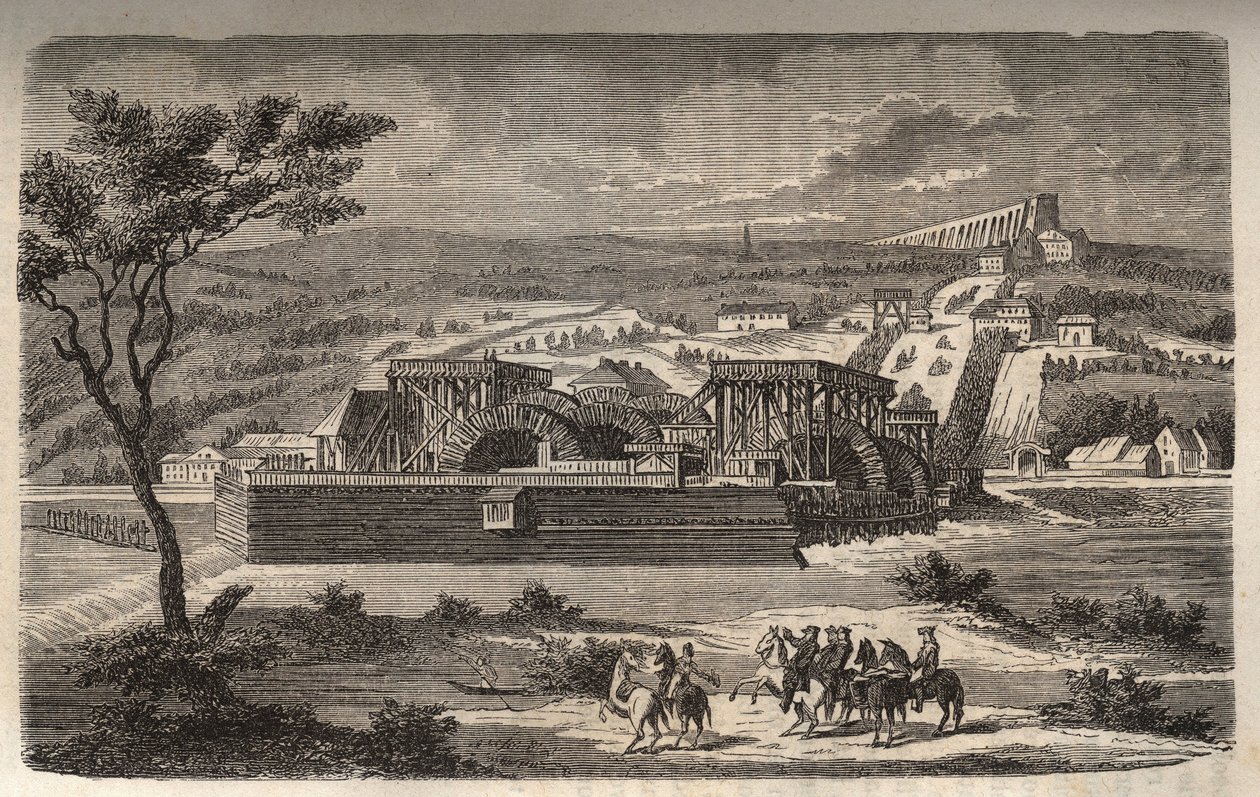 A gép Marlyban - A Bougivalban telepített Marly vízvezeték gépe - A Versailles-i Louveciennes-i (vagy Marly-i) vízvezeték és a vízben lévő Marly-kastély - Victor Duruy (1811-1894) „Histoire de France” című metszete ) - 1882 alkotó: French School