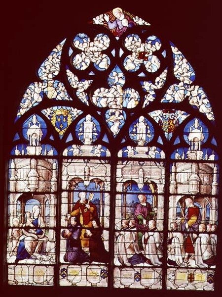 A Madonna és a gyermek Keresztelő Szent Jánossal, Szent Péter bemutatja Pierre Tullier-t, Bourges őrnagyát és feleségét a Szűzanyának, Szent János bemutatja Jean-t, Francois-t és Pierre Tullier-t, az alapítót alkotó: French School