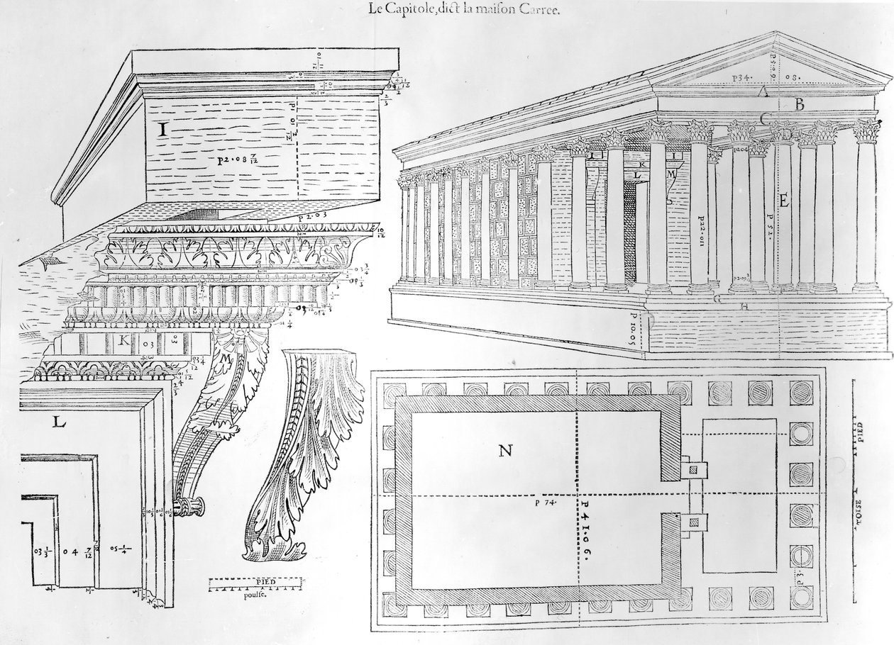 A Maison Carree, az 1560-ban megjelent Jean Poldo dAlbenas által készített Discours historial de lantique et illustre cite de Nismes illusztrációja alkotó: French School