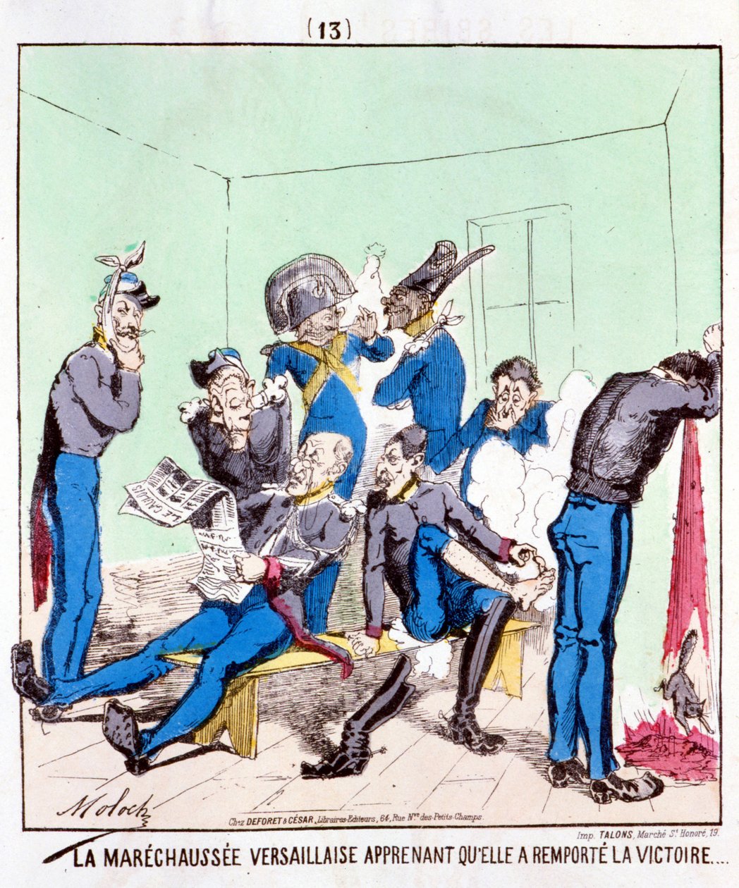 A Maréchaussée Versailles megtudja, hogy ő nyerte a győzelmet... Rajzfilm a párizsi kommünről, 1870 körül. alkotó: French School