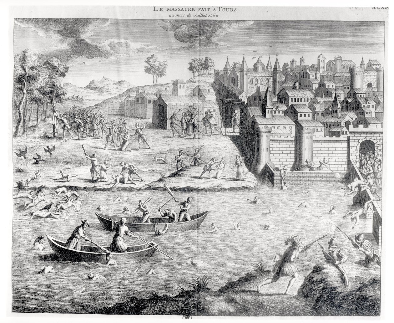 A hugenották mészárlása Toursban 1562-ben alkotó: French School
