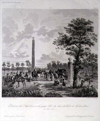 Napóleon és VII. Pius pápa találkozása a fontainebleau-i erdőben, metszet: A. Lipinski, 1804. november 26. (metszet) alkotó: French School