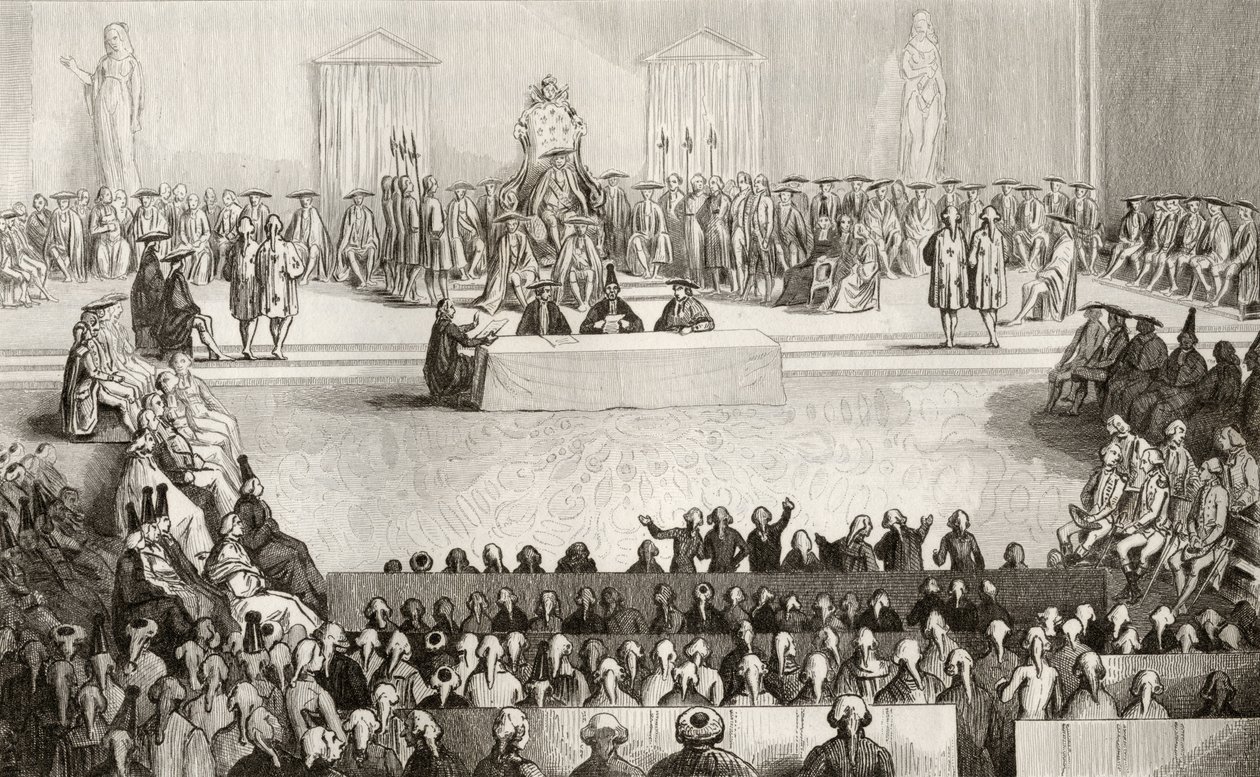 A Nemzetgyűlés XVI. Lajos (1754-93) uralkodása alatt Colart „Histoire de France” című művéből, 1840 körül. alkotó: French School