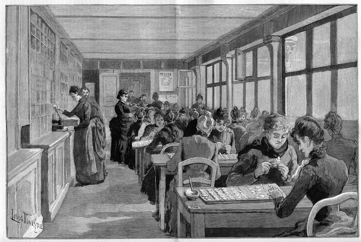 A Panama Bond Ranking Workshop Párizsban 1888-ban. alkotó: French School