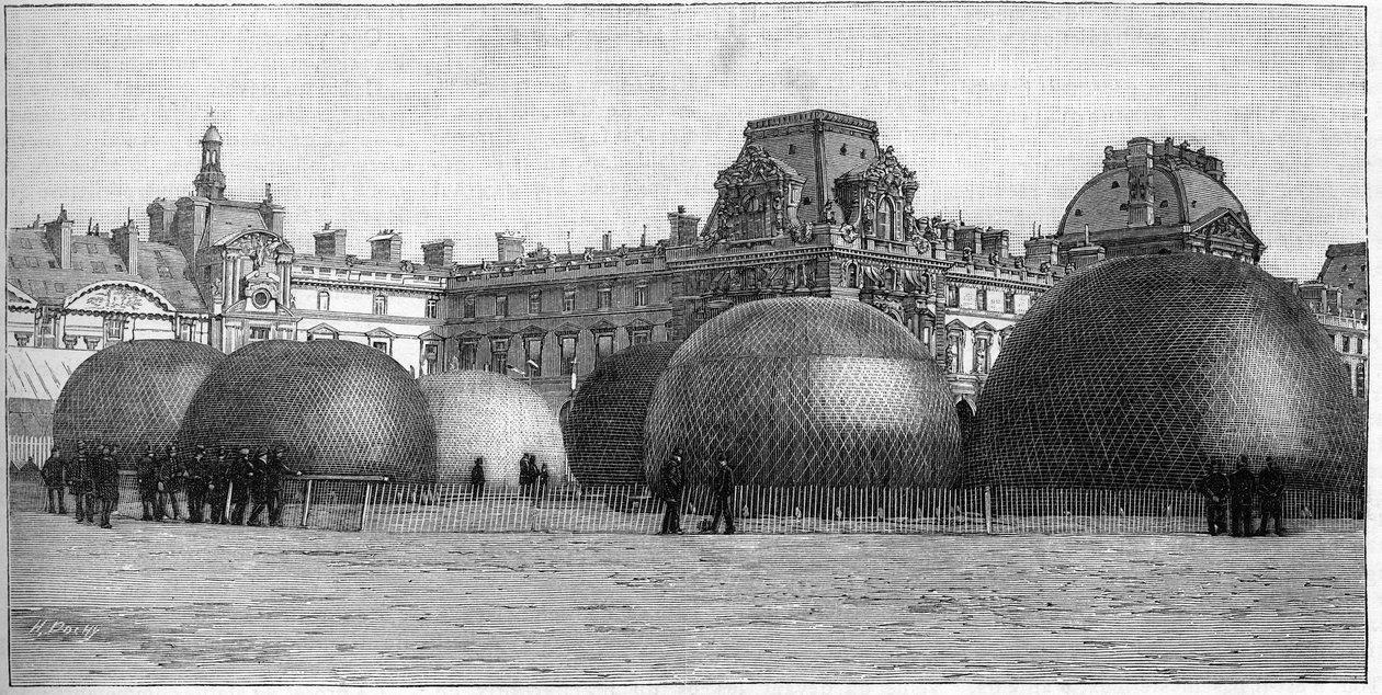 Az 1888-as párizsi fesztivál idején a Tuileriákban felállított Parc des ballons. alkotó: French School