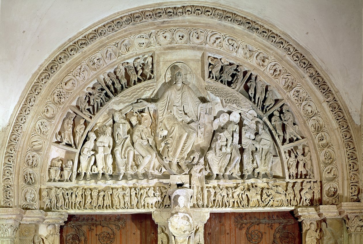 Pünkösd, a központi portál timpanonjáról, 1120 körül alkotó: French School