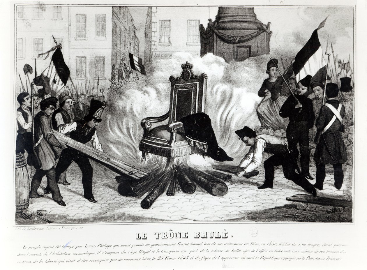 A trónt égető emberek a Place de la Bastille-n, 1848 alkotó: French School