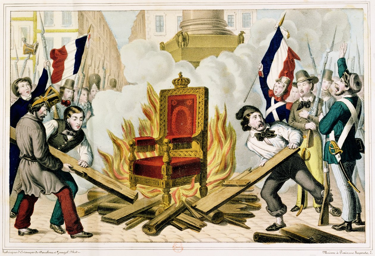 A trónt égető emberek a Place de la Bastille-n, 1848 alkotó: French School