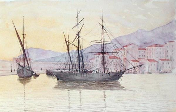 Menton kikötője (akvarell papíron) alkotó: French School