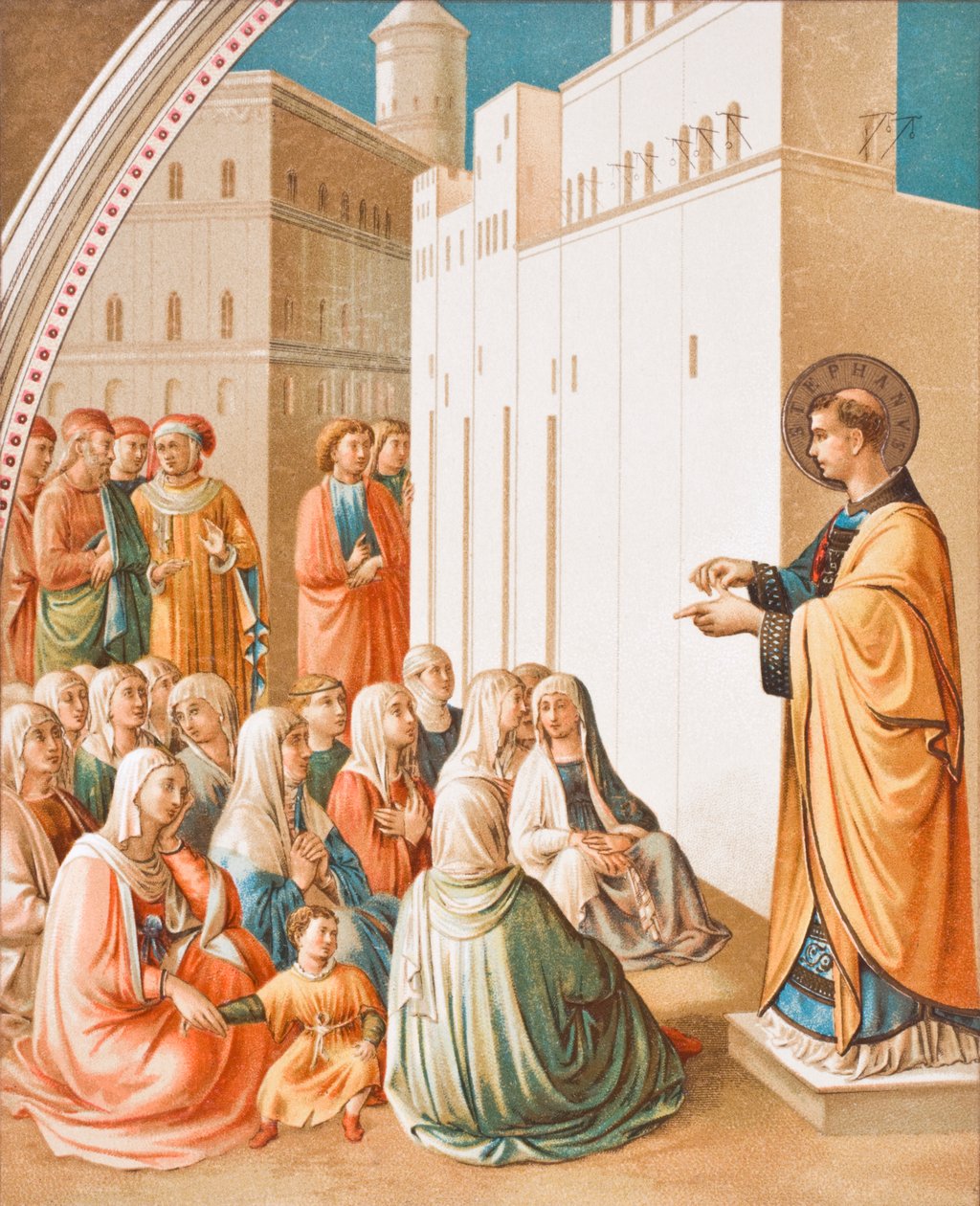 Szent István prédikációja, Fra Angelico freskófestménye nyomán, Paul Lacroix pub: Tudomány és irodalom a középkorban c. London 1878 alkotó: French School