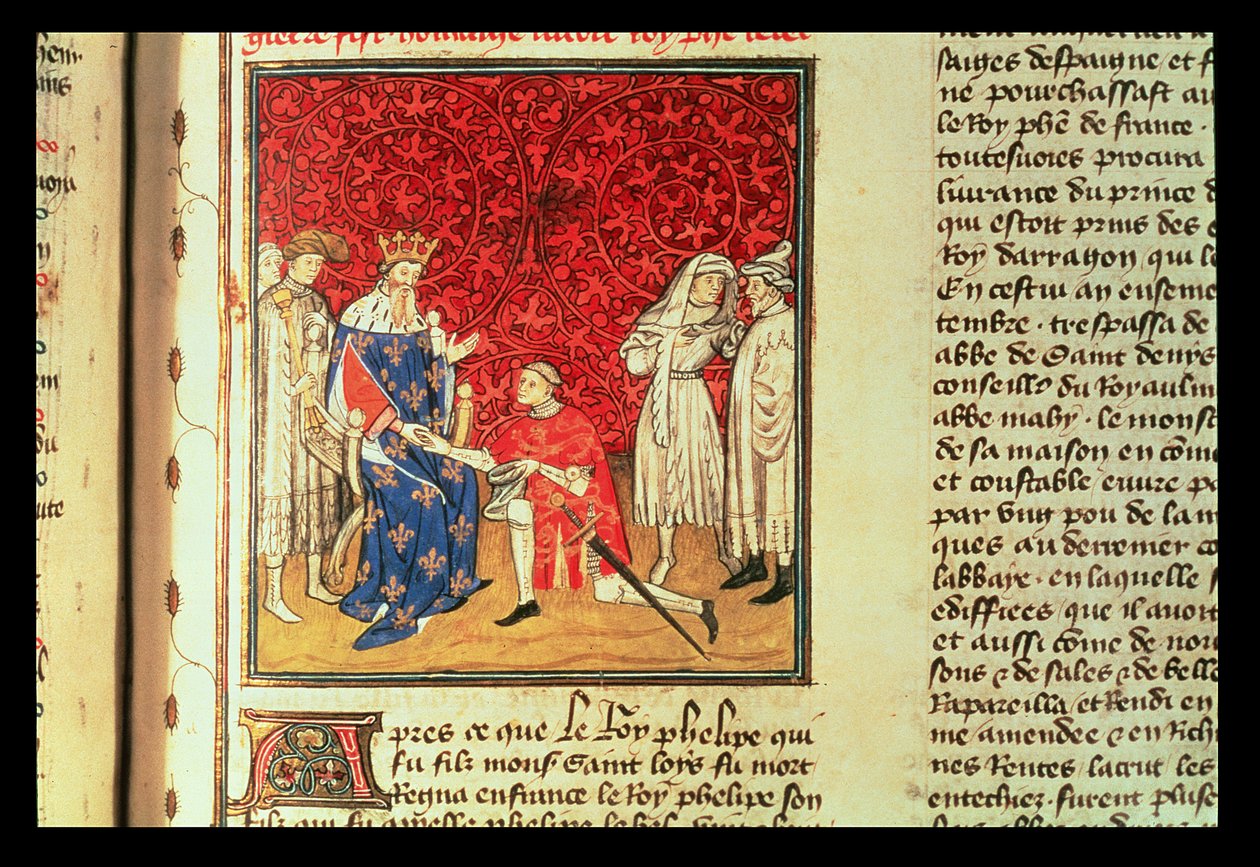 A walesi herceg (V. Henrik 1387-1422) VI. Károly király (1368-1422) előtt tiszteleg alkotó: French School