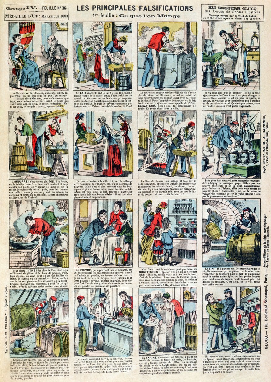 A táplálkozási hamisítás fő formái, 1883 körül alkotó: French School
