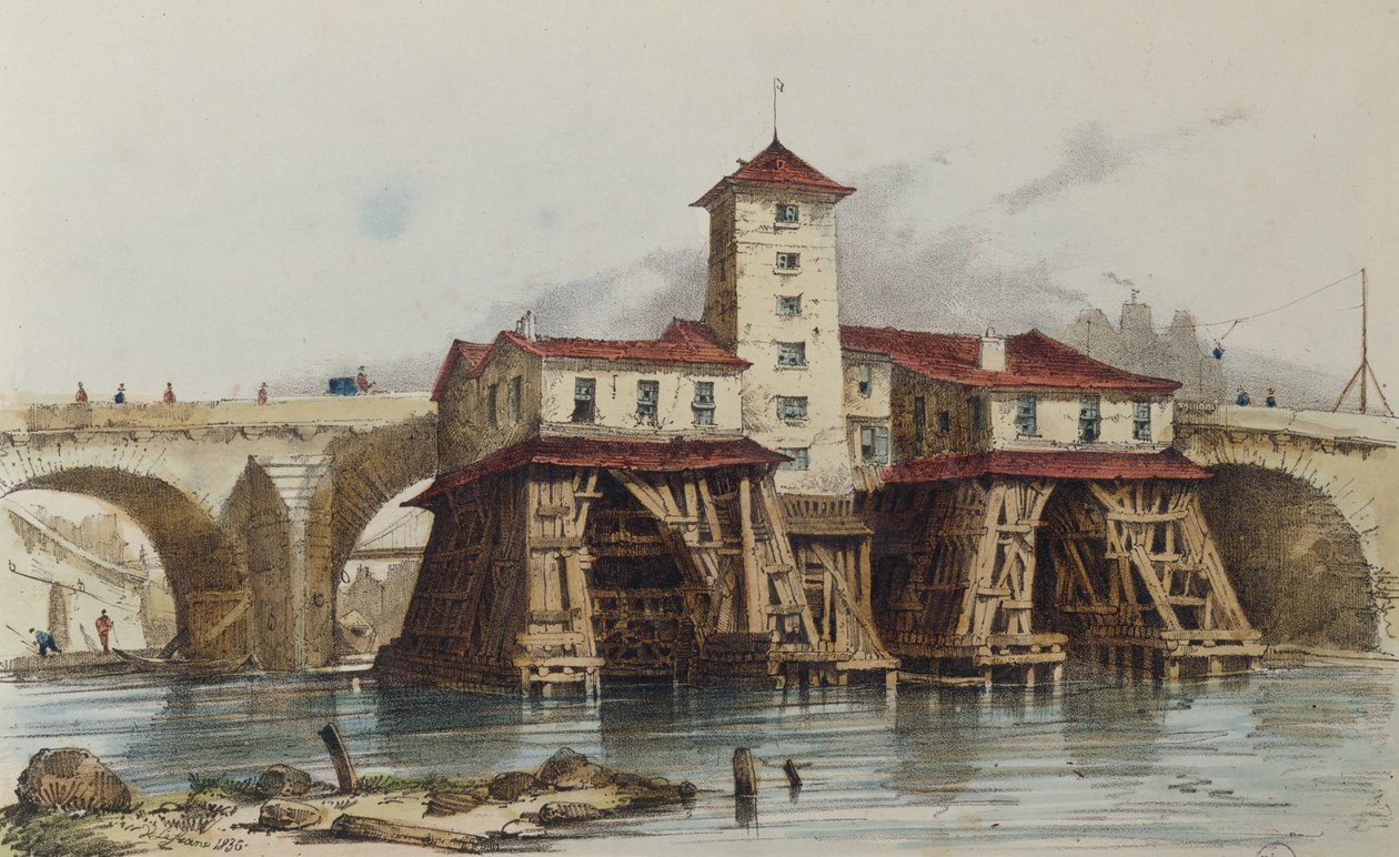 A Pont Notre Dame szivattyúja, 1836 alkotó: French School