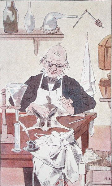A nyúl és a bölcs ember, Charles Richet (1850-1935) "Pour les Grands et les Petits" című művéből Párizsban alkotó: French School