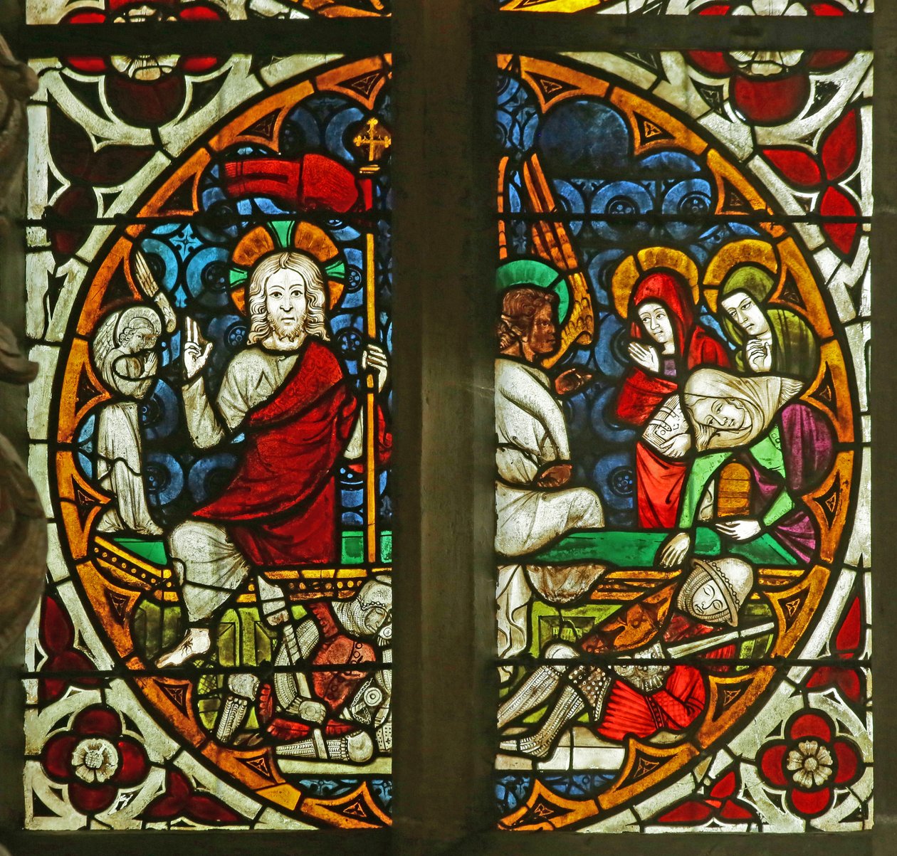 A feltámadás és a három szent asszony a sírnál, 1350 körül (festett üveg) alkotó: French School