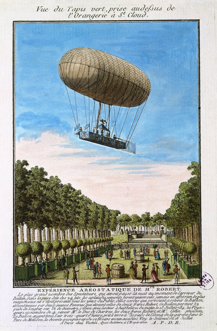 A Robert léghajó Saint Cloud felett, Párizs, 1784. július 15 alkotó: French School