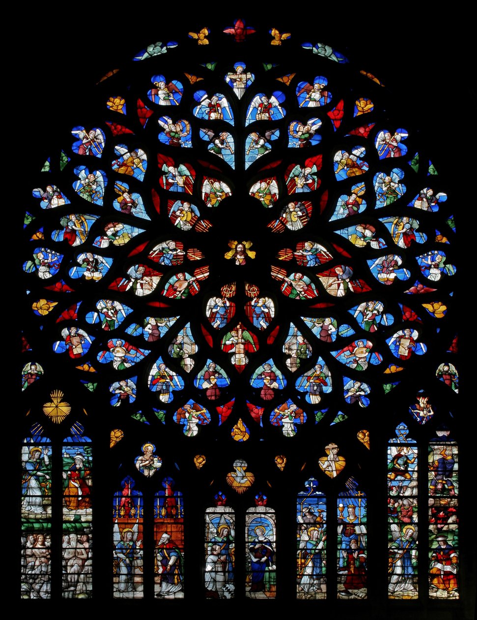 A Rose de Paradis angyali zenészekkel, 1520 előtt alkotó: French School