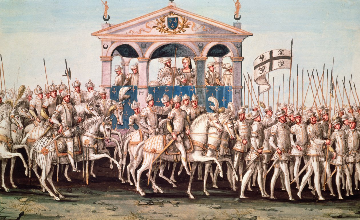 II. Henrik (1519-59) királyi belépőfesztiválja Rouenben, 1550. október 1. alkotó: French School