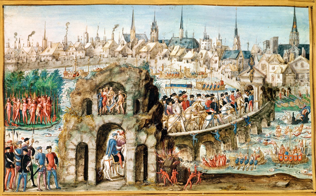Henri II (1519-59) királyi belépőünnepe Rouenbe, 1550. október 1. alkotó: French School