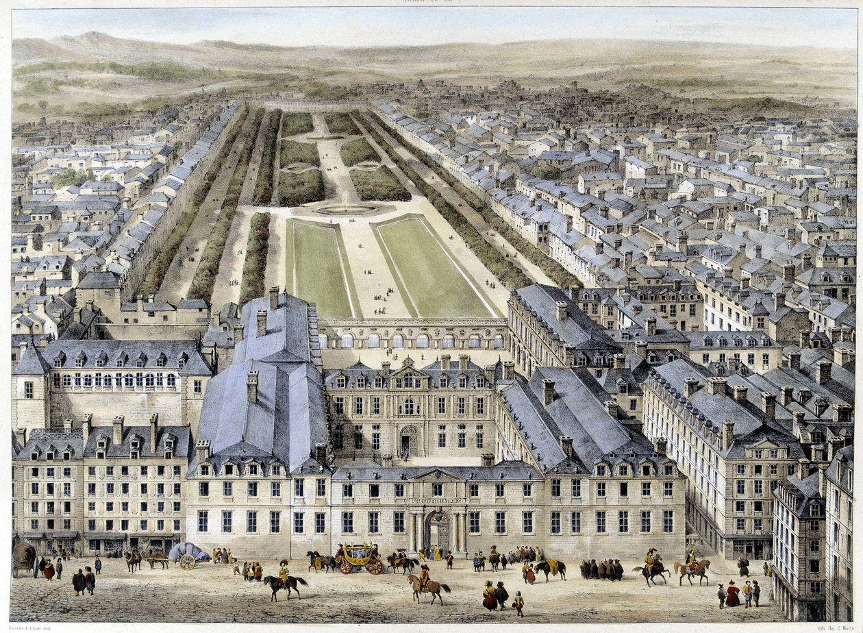 A királyi palota 1679-ben, a Szent Honoré utcából nézve - litográfia alkotó: French School