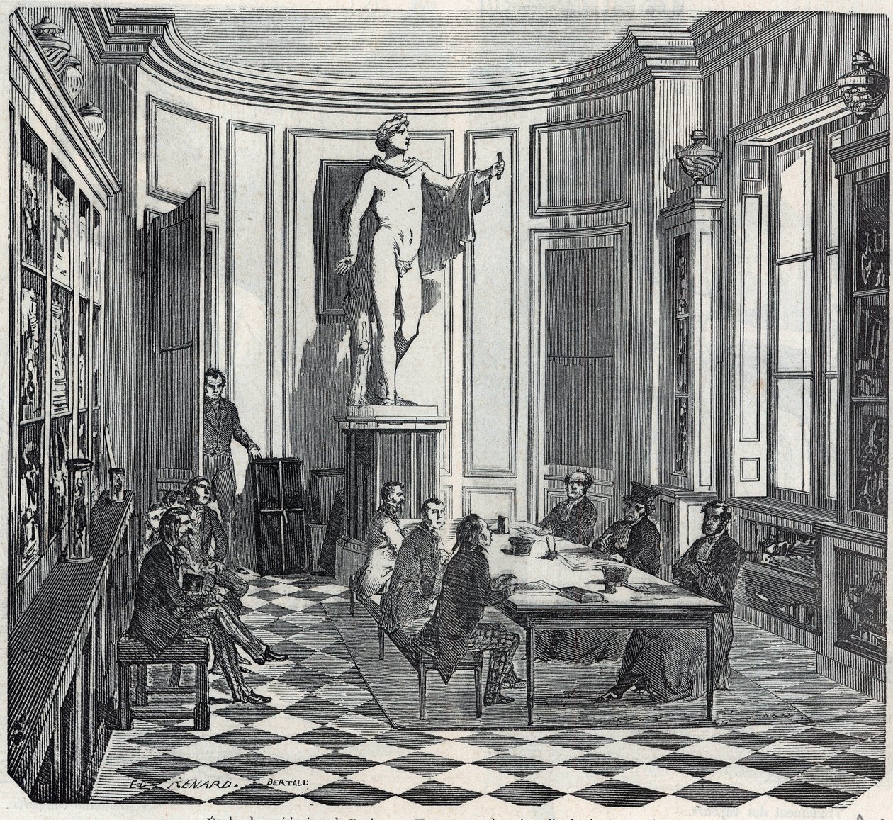 A Párizsi Orvostudományi Iskola - vizsga a műszerteremben - Edmond Texier 1852-es metszete „Tableau-de-Paris”-ban alkotó: French School