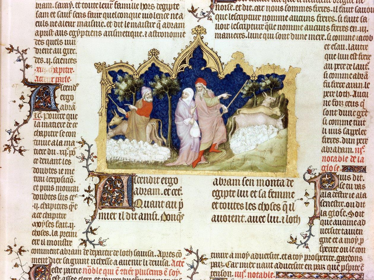 Ábrahám és Lót szétválasztása, Jean de Sy Bibliájából, 1355 körül alkotó: French School