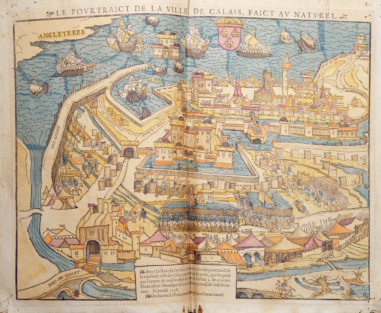 Calais ostroma, 1558 (színes fametszet) alkotó: French School