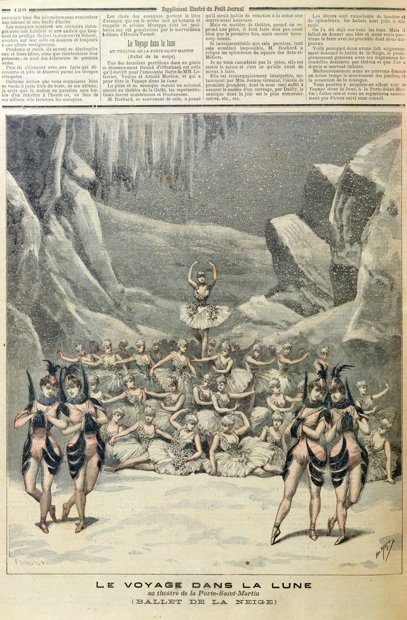 A Snow Ballet, Jacques Offenbach (1819-90) Voyage dans la Lune című művéből a Le Petit Journalból, 1892. április 16. alkotó: French School