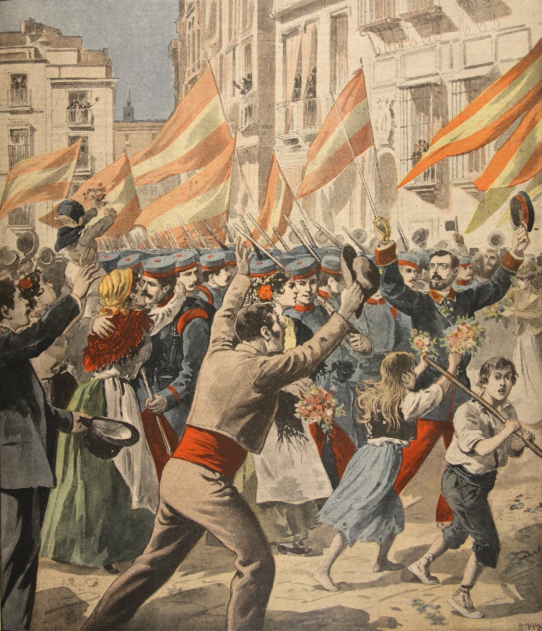 A spanyol-amerikai háború, illusztráció a Le Petit Journal: Supplement illustre, 1898. május 18. alkotó: French School