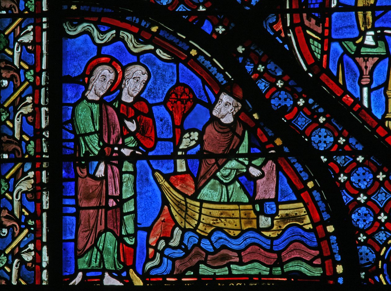A Szent Jakab ablak: Almongenes (Hermogines) a tengerbe dobja könyveit (w5) alkotó: French School