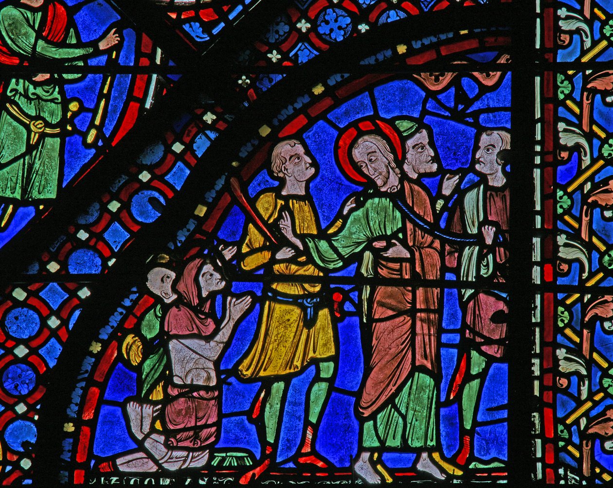 A Szent Jakab ablak: James meggyógyít egy bénát (w5) alkotó: French School