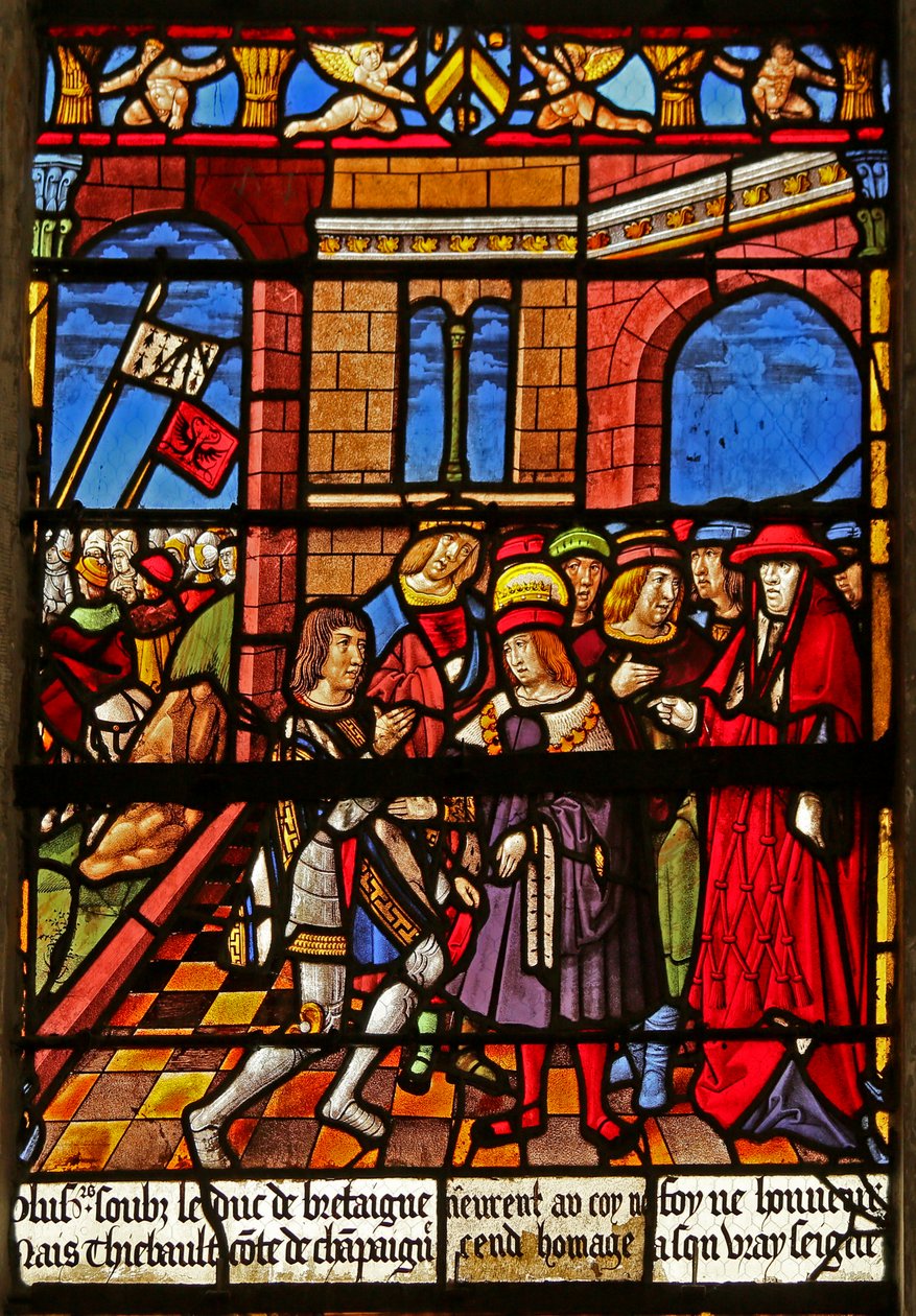 A St Louis-i ablak: IV. Thibault gróf tisztelete St Louis előtt alkotó: French School